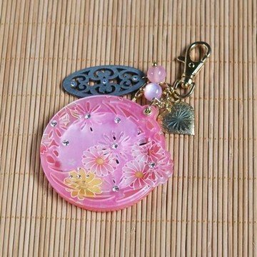 【MITHX】千櫻花火,鑲鑽,鏡子,吊飾-粉