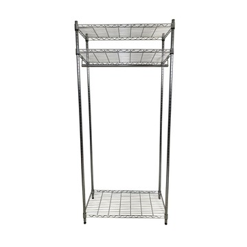 我塑我形 90 x 45 x 180 cm MIT耐重萬用鐵力士鍍鉻三層架-含衣桿 收納架 置物架 鐵力士架