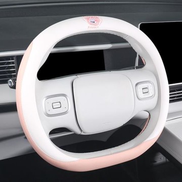 可愛卡通汽車方向盤套四季通用透氣亞麻卡通女生車載裝飾防滑把套