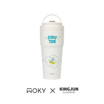 《減塑環保》WOKY x KINGJUN  渾圓杯770ml_悠然時光 (附矽膠粗吸管+彈跳粗吸管)