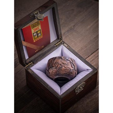 紫陶荷花茶杯紫砂主人杯單杯家用陶瓷品茗杯高端個人專用功夫茶具