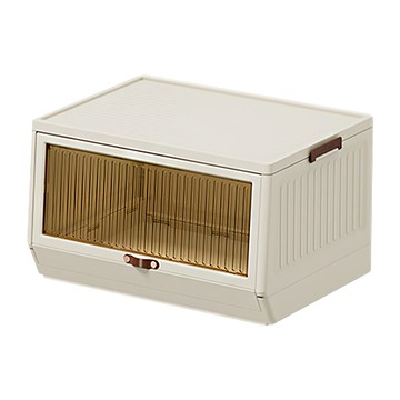 FAmILyLIFE 生活 上掀式可疊加斜口磁吸收納箱 6.5L A-328 480g  25.8 x 19 x 15.4cm  米白色  1個