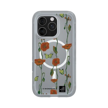 iPhone 16 Pro AirX 流變灰 - Van Gogh Museum - 蝴蝶和罌粟花 - 重複圖案