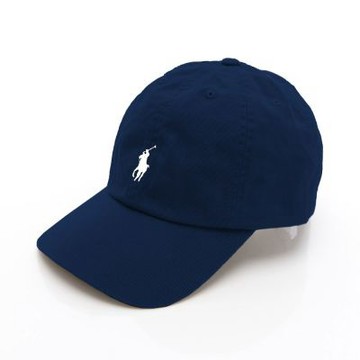 Ralph Lauren 小馬logo刺繡棒球帽(深藍/白logo)