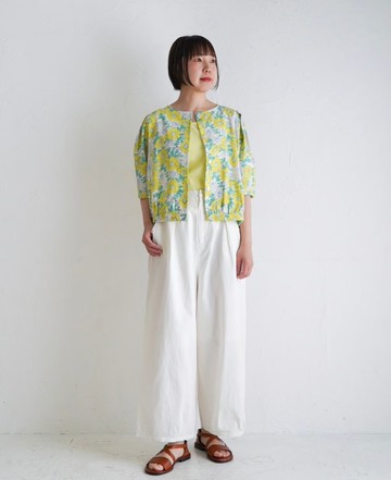 可作為外套的優秀單品，Margaret 棉質卡迪泡泡袖襯衫 yellow