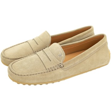 TOD S City Gommino 經典絨面麂皮橡膠底豆豆鞋(女鞋/卡其色)