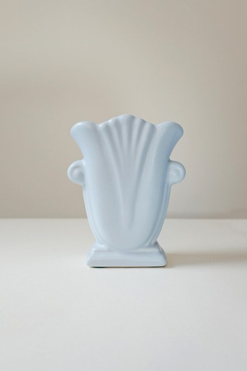 Vintage霧面粉藍釉色貝型花器/美國老件