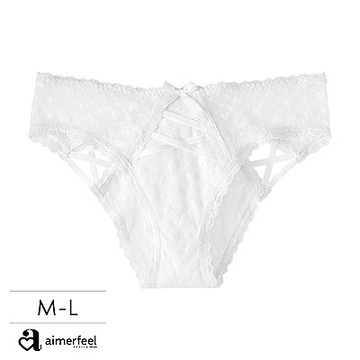 aimerfeel 愛心薄紗編織風半包臀內褲-1903222-OW