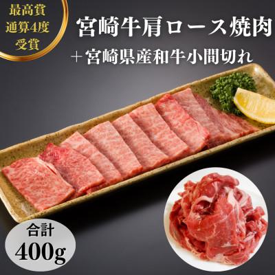 ふるさと納税 門川町 宮崎牛肩ロース焼肉(300g)宮崎県産和牛小間切れ(100g)(門川町)