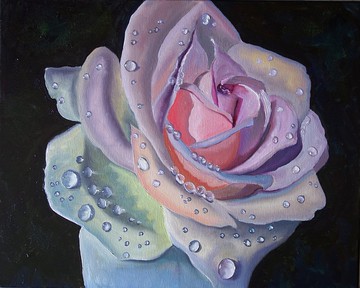 玫瑰油画粉色花朵原创艺术作品帆布艺术