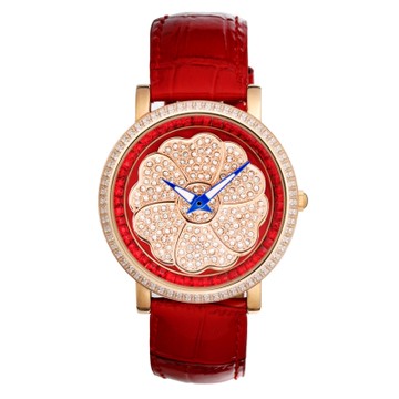 Elida 時來運轉系列 晶鑽7瓣幸運草-紅色x玫瑰金/46mm