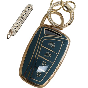 AB 現代汽車相容優質TPU鑰匙套 + 號碼鑰匙圈  AH-03  天灰色