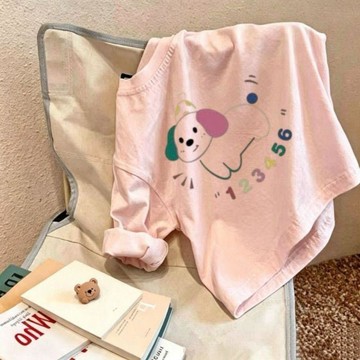 兒童長袖上衣 女童上衣 男童上衣 保暖上衣2026秋季新款卡通洋氣男女童寶寶可愛萌趣小狗印花長袖T恤上衣T恤童裝