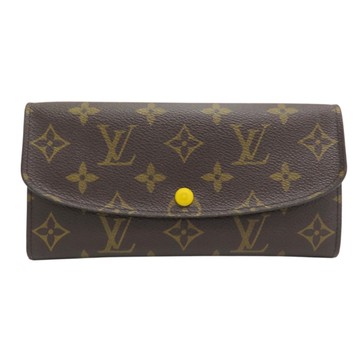 【二手名牌BRAND OFF】LOUIS VUITTON LV 路易威登 棕色/黃色 原花帆布 扣式 信封長夾 M82920
