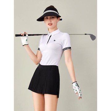 高爾夫女裝上衣短袖t恤女韓國速干運動球衣Polo衫夏季百褶半身裙