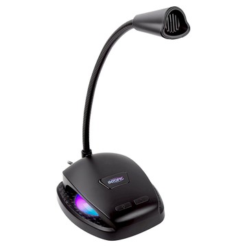 INTOPIC 廣鼎 USB桌上型RGB麥克風 JAZZ-UB031 心型指向收音 一鍵切換八種燈效  黑色
