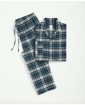 Brooks Brothers Men's Cotton Flannel Tartan Pajamas | Green | Size XL