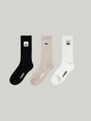 Wool Blend Ribbed Crew Socks