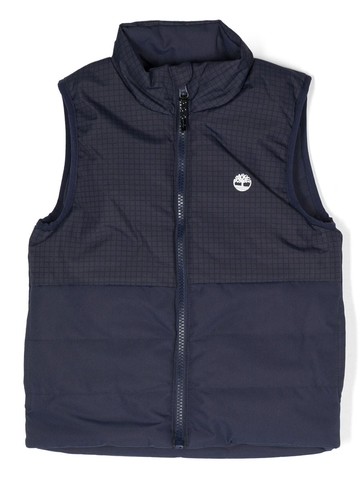 Timberland Kids - logo-print zip-up gilet - kids - Polyester/Polyester - 16 yrs - Blue