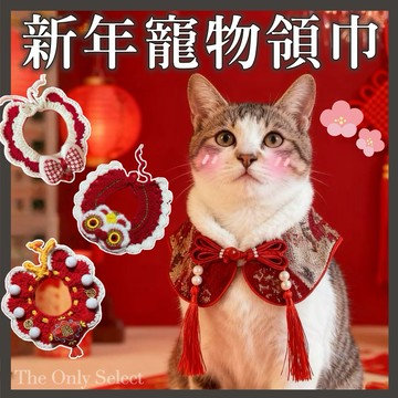 TheOnly【新年寵物領巾】隔日到貨💗寵物新年領巾 過年紅色 舞獅 旗袍 古風 寵物裝飾 寵物項圈 狗項圈 貓項圈