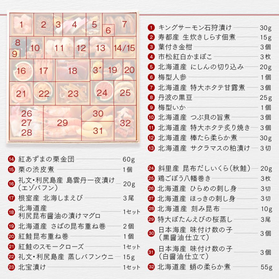 おせち 2024 海鮮 北海道 高級海鮮おせち 特大海鮮一段重 特大10.5寸  全32品目 3人前「なみきそう」冷凍