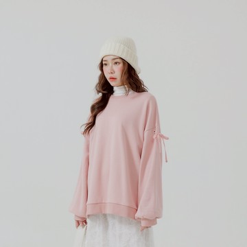 QUEENSHOP_F 女裝 袖綁帶造型休閒長袖衛衣 兩色售 現+預 【01099417】