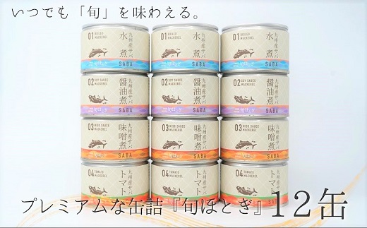 缶詰工場直送　伝統のさば缶「旬ほとぎ」4種類の味わい12缶