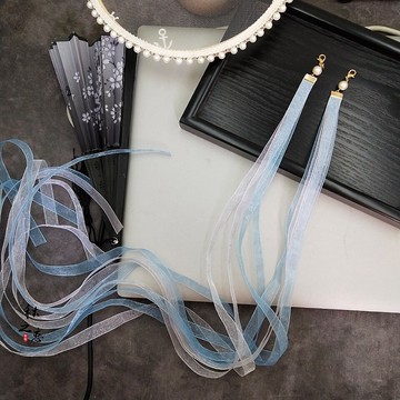 漢服發帶古風頭飾絲帶后壓可拆卸長流蘇飄帶瑤瑤發飾發冠發簪仙氣