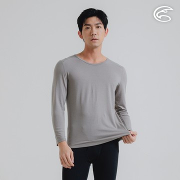 ADISI 男美麗諾混紡羊毛圓領彈性保暖衣 AU2521001 灰棕 (S-2XL)｜吸濕 透氣 抗臭 抑菌 抗靜電 內著衣