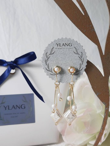 YLANG【千尋】立體浮雕和風耳環Swarovski水晶/藝術銅線