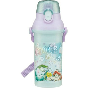 小禮堂 迪士尼 小美人魚 兒童彈蓋直飲水壺  480ml Ag+ (綠紫趴姿款)
