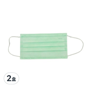 沐糠 成人平面滿版醫療口罩  50片  2盒  薄荷綠