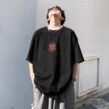 短袖上衣 短袖男 短袖T恤 男T T恤 美式男士短袖T恤夏季港風流帥氣國牌ins大碼寬鬆半袖體恤 素麵T AP04
