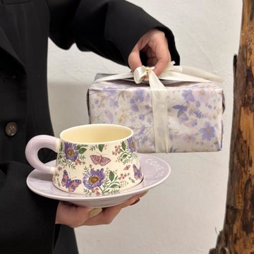格桑花陶瓷咖啡杯高檔精致馬克杯女生高顏值喝水杯伴手禮生日禮物