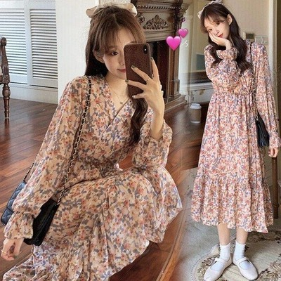 ワンピース レディース 40代ワンピース 春夏 きれいめ マキシワンピース 長袖 花柄ワンピース Vネック オシャレ 通勤 結婚式 お出かけ 大人 通販 Lineポイント最大get Lineショッピング