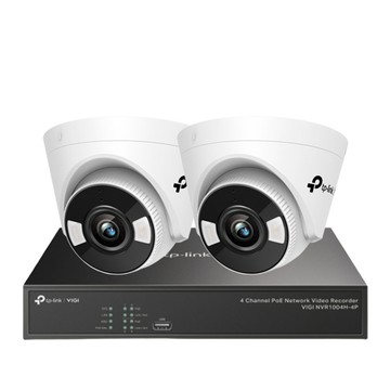 TP-Link 昌運監視器組合 VIGI NVR1004H-4P 4路 PoE+ 網路監控主機+VIGI C440 VIGI 4MP 全彩半球型監視器*2