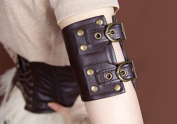 蒸汽朋克 復古海盜風 皮革鉚釘箍袖環