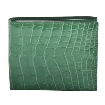 HERMES  MC2 Copernic系列鱷魚皮紋對開短夾(綠色)