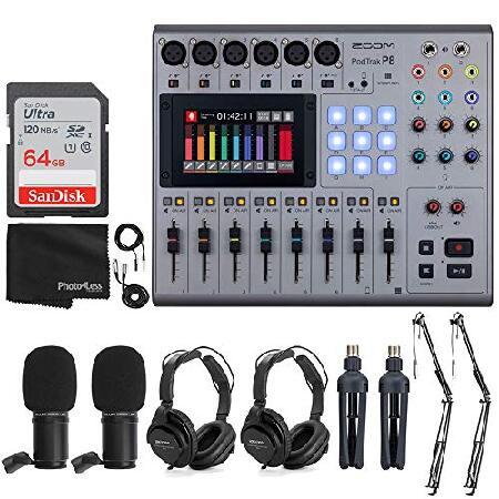 Zoom PodTrak P8 Multitrack Podcast Recorder   2X Zoom ZDM-1 Podcast Mic   2X Headphones   2X Windscreens   2X Tabletop Stands   64GB Memory Card   2X