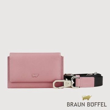 【BRAUN BUFFEL 德國小金牛】台灣總代理 霖科-D 手機掛繩附小袋-粉紅色/BFC005-757-PK