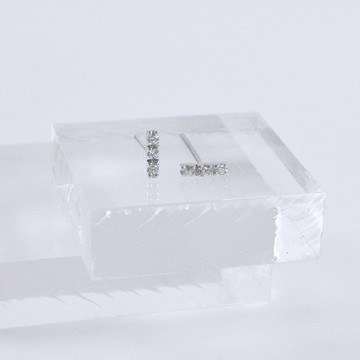 碎鑽排鑽耳環 (白色CZ鑽石)  925純銀