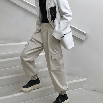 MRCYC冬季束腳工裝褲男士韓系寬松休閑褲百搭潮流帥氣多口袋褲子