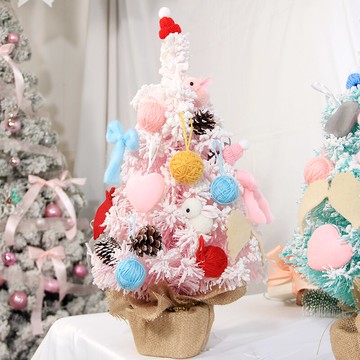圣誕節裝飾禮品藍粉色圣誕樹雪松平安夜禮物韓版店鋪櫥窗桌面擺件