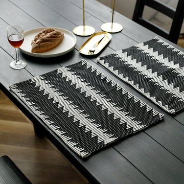 『百貨屋二號』黑白森林系列餐桌桌墊隔熱餐墊美式風格西餐廳長方形桌旗斗廚蓋巾