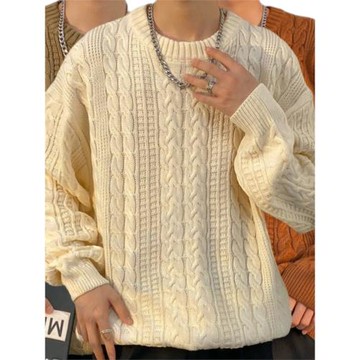 毛衣男秋冬季厚款韓版潮流純色麻花針織衫港風圓領休閑情侶上衣服