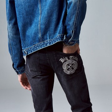 BIG TRAIN吸排圖騰刺繡小直筒 BM7343-86