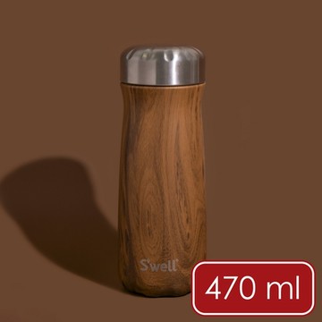 《S well》Traveler不鏽鋼保溫瓶-金柚木紋470ml-- swell水壺保溫杯 保冷保冰杯 水壺 環保杯 便攜杯 咖啡杯 隨行杯