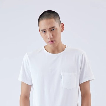 Bread & Boxers 有機棉男用圓領口袋T (白色) 台灣限定 短袖 素T 白t 口袋T 情人節