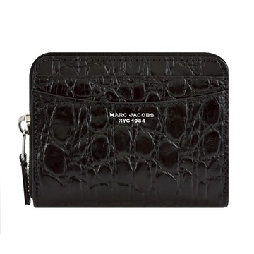 MARC JACOBS THE SLIM 84鱷魚壓紋皮革拉鍊卡片零錢包-黑 _廠商直送