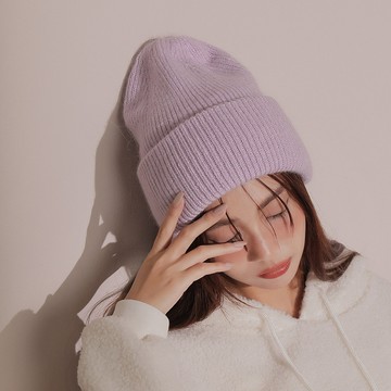 簡約素色針織毛帽-淺紫【KT27324】